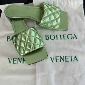 BOTTEGA VENETA Metallic Quilted square-toe sandals